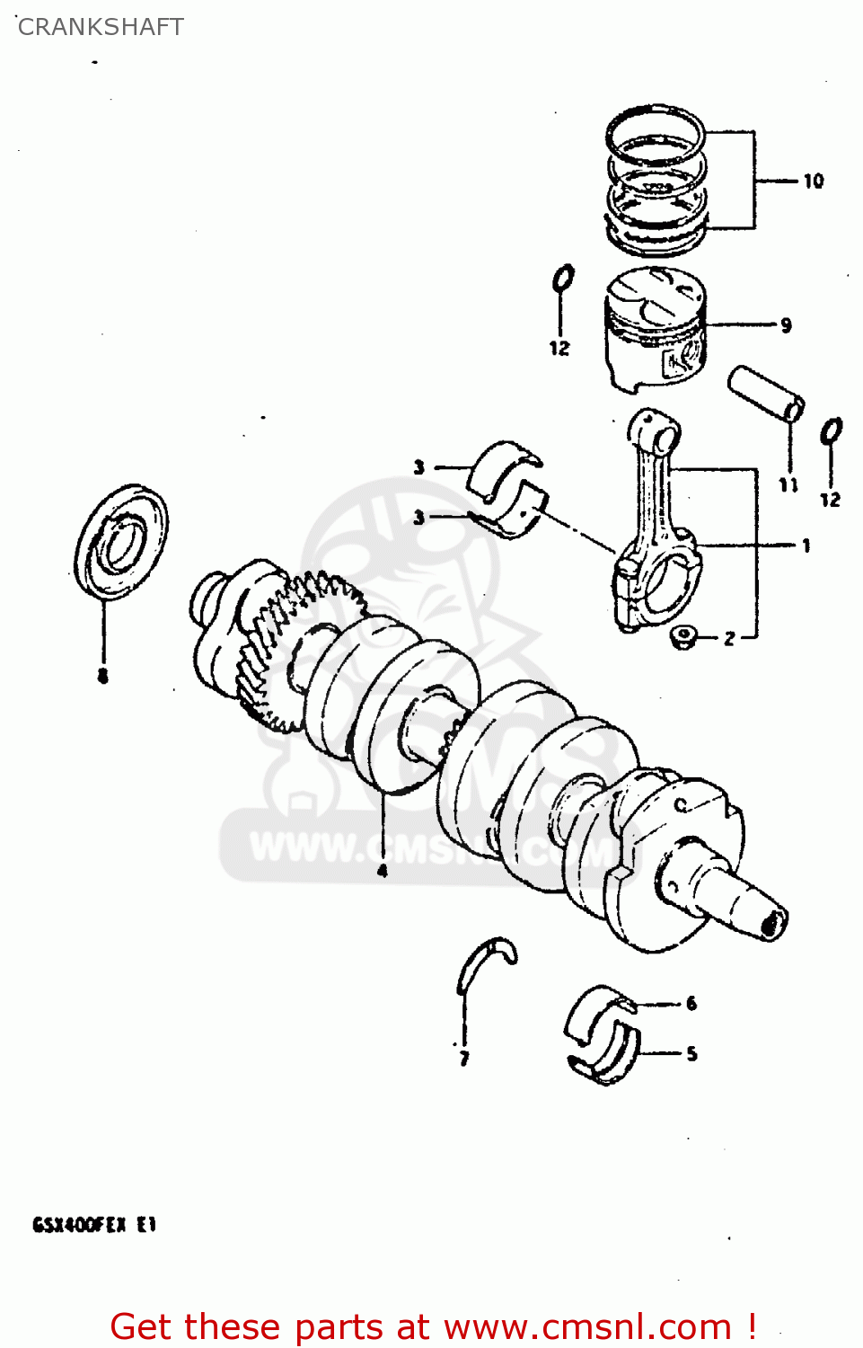 CRANKSHAFT GSX400FE 1981 (X) (E01 02 04 06 15 16 17 18 21 22 24 25 26 34 39