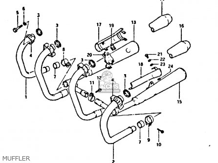 MUFFLER - GSX400FE 1981 (X) (E01 02 04 06 15 16 17 18 21 22 24 25 26 34 39