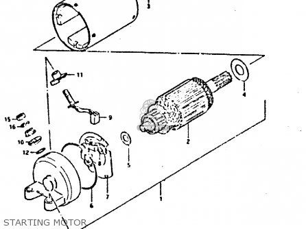 STARTING MOTOR - GSX400FE 1981 (X) (E01 02 04 06 15 16 17 18 21 22 24 25 26 34 39