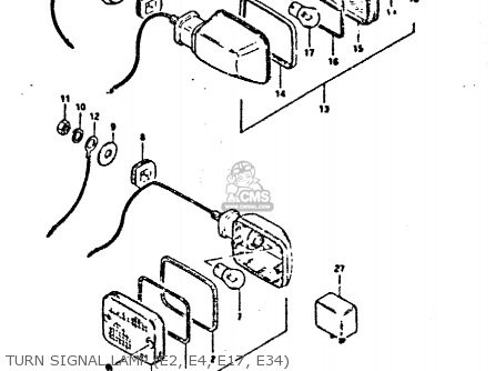 TURN SIGNAL LAMP (E2, E4, E17, E34) - GSX400FE 1981 (X) (E01 02 04 06 15 16 17 18 21 22 24 25 26 34 39