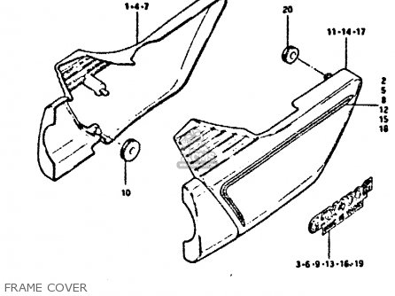 FRAME COVER - GSX400FE 1981 (X) (E01 02 04 06 15 16 17 18 21 22 24 25 26 34 39