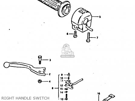 RIGHT HANDLE SWITCH - GSX400FE 1981 (X) (E01 02 04 06 15 16 17 18 21 22 24 25 26 34 39