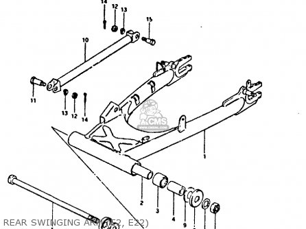 REAR SWINGING ARM (E2, E22) - GSX400FE 1981 (X) (E01 02 04 06 15 16 17 18 21 22 24 25 26 34 39
