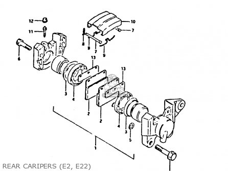 REAR CARIPERS (E2, E22) - GSX400FE 1981 (X) (E01 02 04 06 15 16 17 18 21 22 24 25 26 34 39