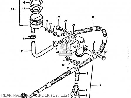 REAR MASTER CYLINDER (E2, E22) - GSX400FE 1981 (X) (E01 02 04 06 15 16 17 18 21 22 24 25 26 34 39