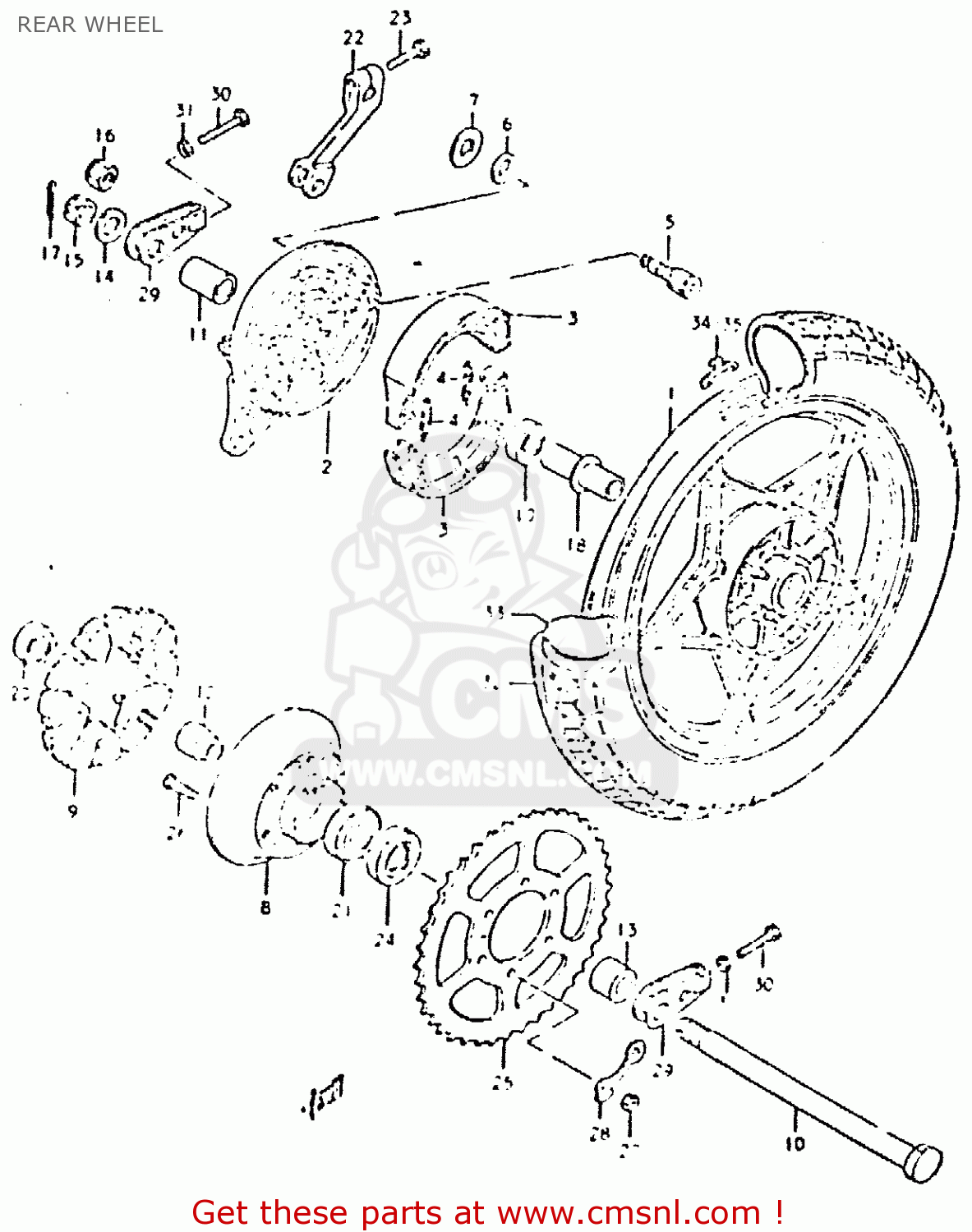 REAR WHEEL GSX400L 1980 (T) GENERAL EXPORT (E01)