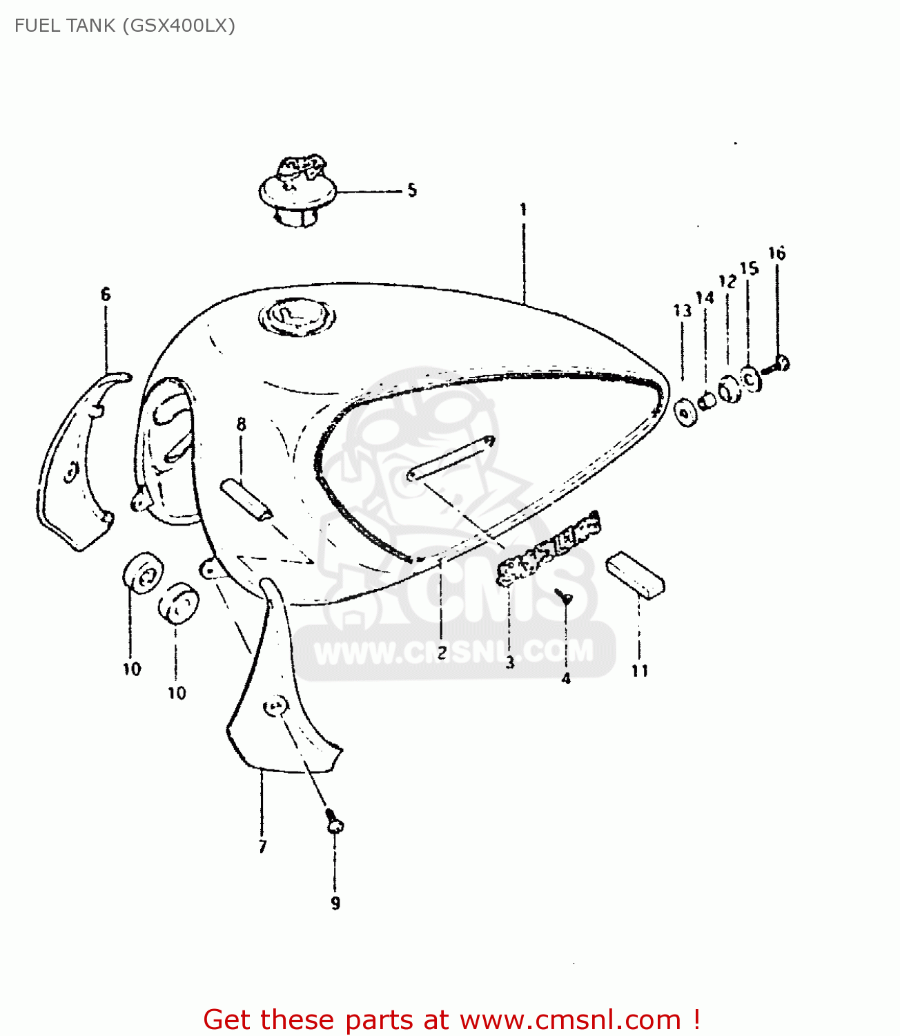 FUEL TANK (GSX400LX) GSX400L 1981 (X) GENERAL EXPORT (E01)