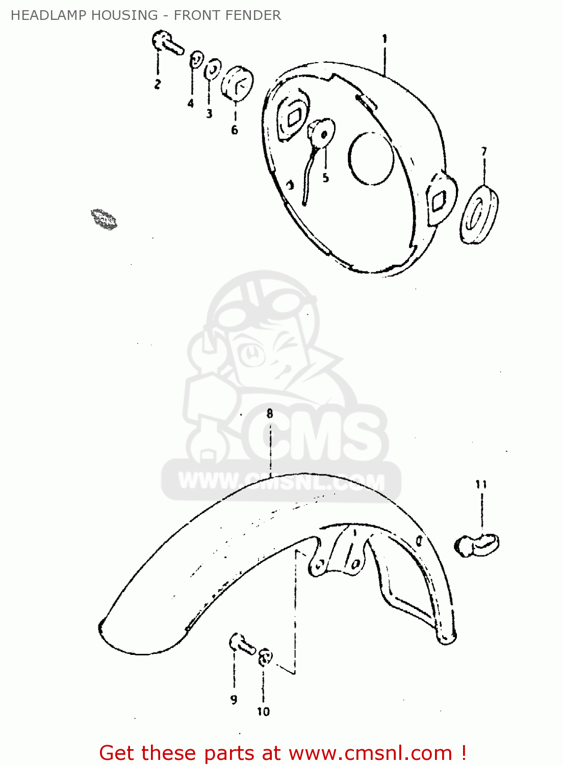 HEADLAMP HOUSING - FRONT FENDER GSX400L 1981 (X) GENERAL EXPORT (E01)