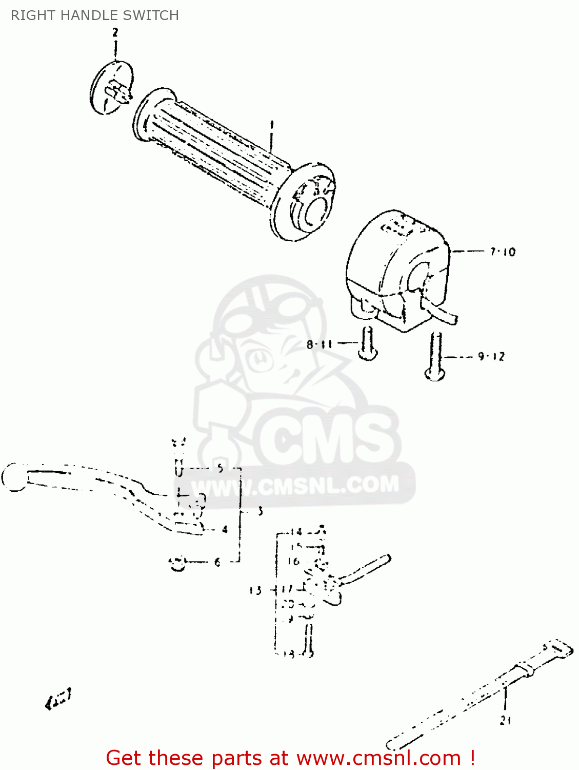 RIGHT HANDLE SWITCH GSX400L 1981 (X) GENERAL EXPORT (E01)