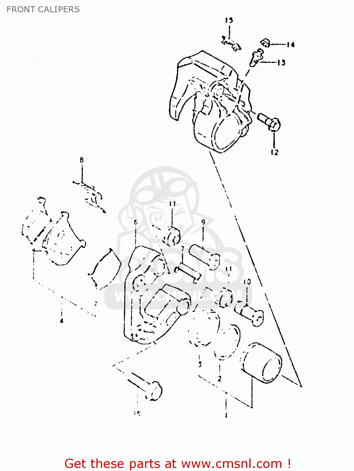 FRONT CALIPERS GSX400L 1981 (X) GENERAL EXPORT (E01)