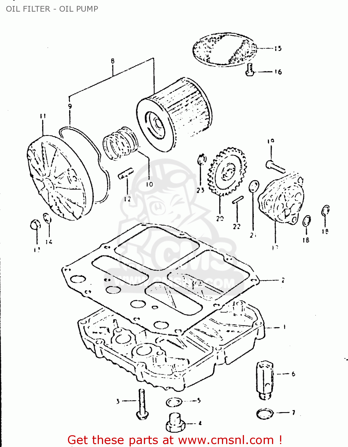 OIL FILTER - OIL PUMP GSX400L 1981 (X) GENERAL EXPORT (E01)