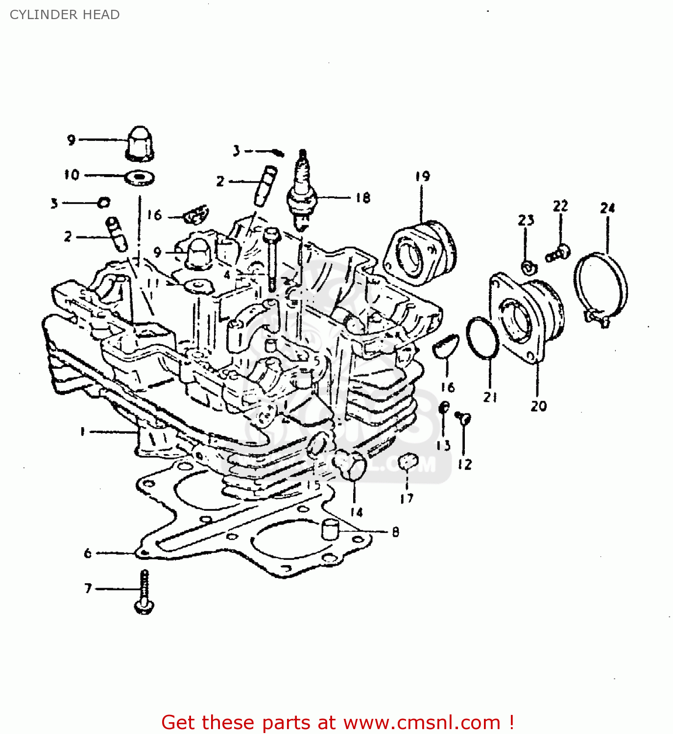 CYLINDER HEAD GSX400S 1980 (T) UNITED KINGDOM FRANCE GERMANY (E02 E04 E22)