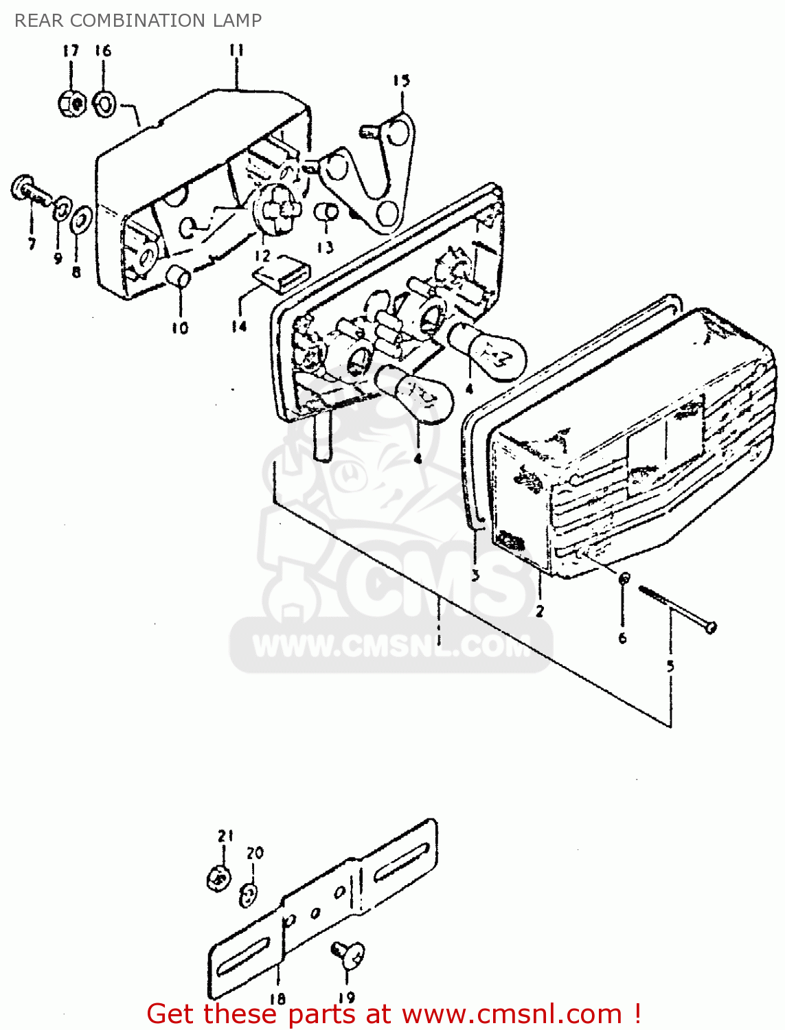 REAR COMBINATION LAMP GSX400S 1980 (T) UNITED KINGDOM FRANCE GERMANY (E02 E04 E22)