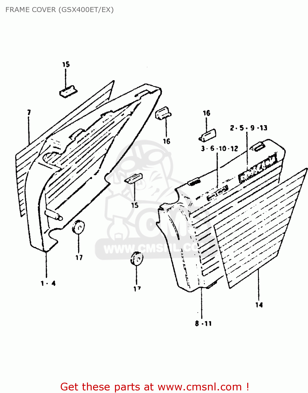 FRAME COVER (GSX400ET/EX) GSX400S 1980 (T) UNITED KINGDOM FRANCE GERMANY (E02 E04 E22)