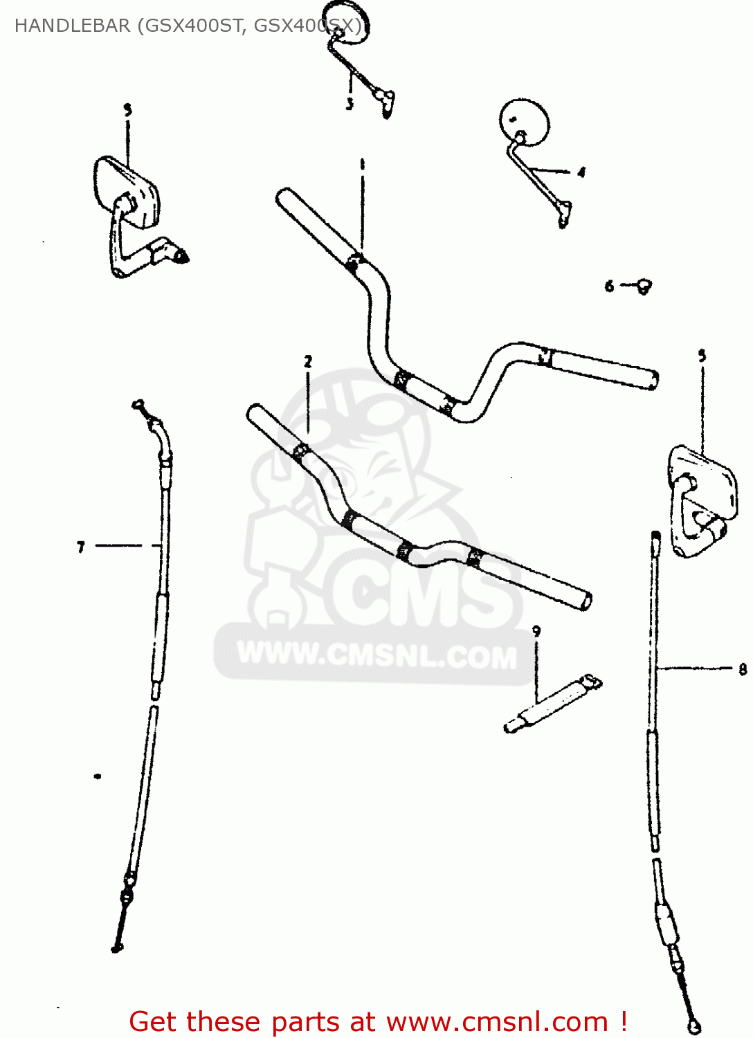 HANDLEBAR (GSX400ST, GSX400SX) GSX400S 1980 (T) UNITED KINGDOM FRANCE GERMANY (E02 E04 E22)