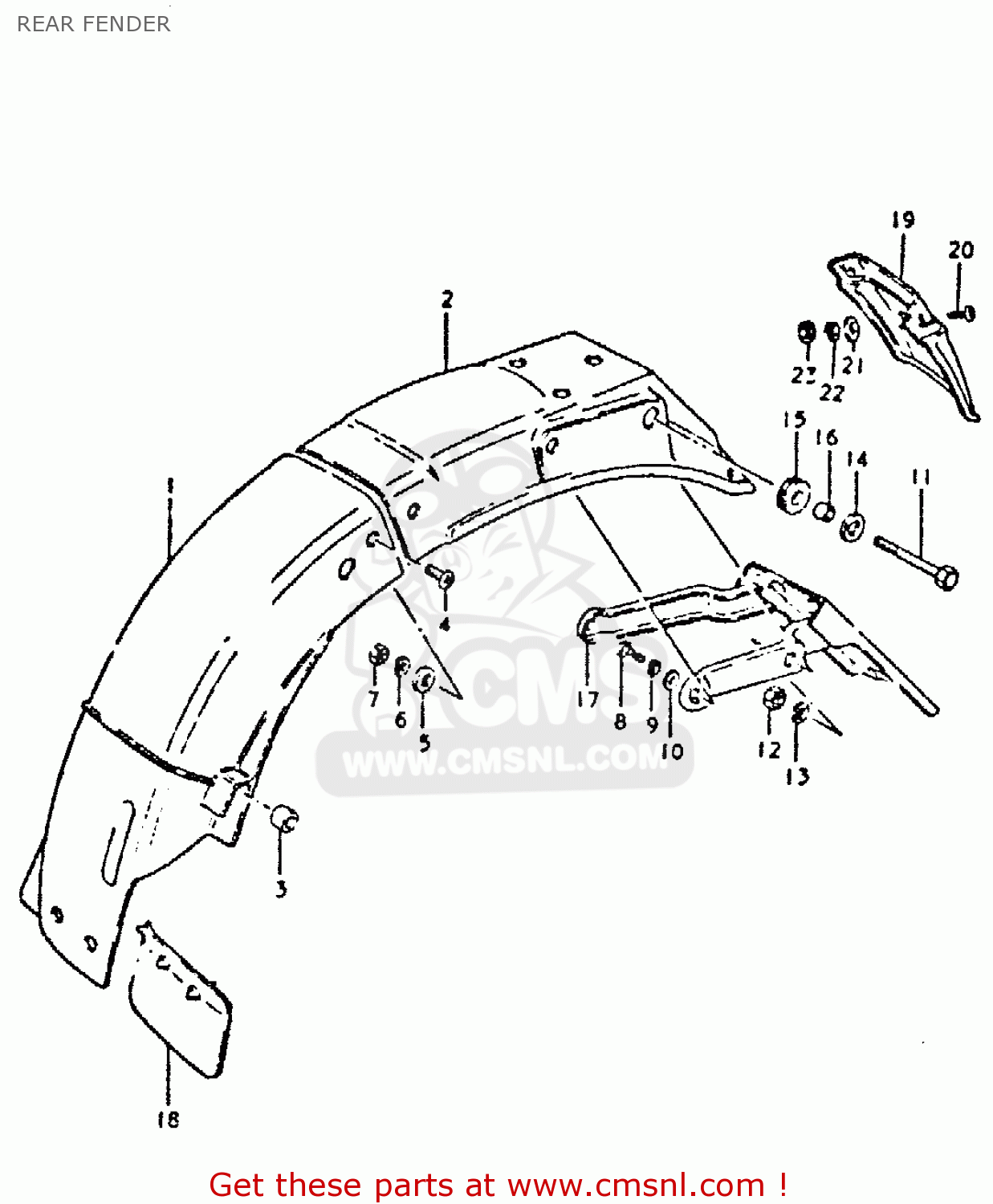 REAR FENDER GSX400S 1980 (T) UNITED KINGDOM FRANCE GERMANY (E02 E04 E22)