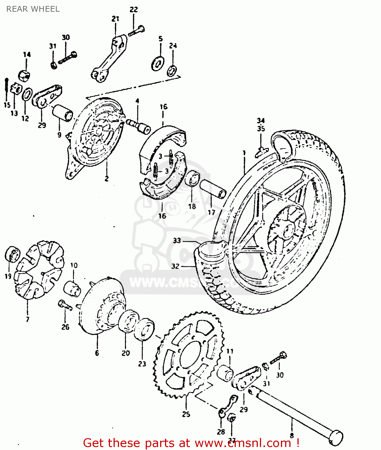 REAR WHEEL GSX400S 1980 (T) UNITED KINGDOM FRANCE GERMANY (E02 E04 E22)