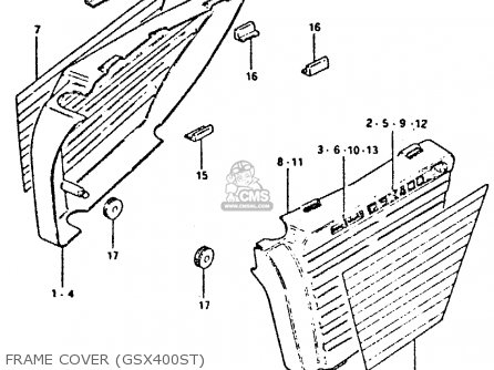 FRAME COVER (GSX400ST) - GSX400S 1980 (T) UNITED KINGDOM FRANCE GERMANY (E02 E04 E22)