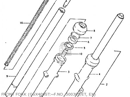 FRONT FORK (GSX400ST:~F.NO. 500305/ET, EX) - GSX400S 1980 (T) UNITED KINGDOM FRANCE GERMANY (E02 E04 E22)