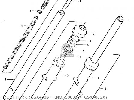 FRONT FORK (GSX400ST F.NO. 500306~ GSX400SX) - GSX400S 1980 (T) UNITED KINGDOM FRANCE GERMANY (E02 E04 E22)