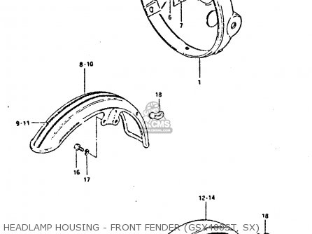HEADLAMP HOUSING - FRONT FENDER (GSX400ST, SX) - GSX400S 1980 (T) UNITED KINGDOM FRANCE GERMANY (E02 E04 E22)