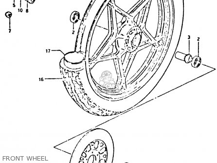 FRONT WHEEL - GSX400S 1980 (T) UNITED KINGDOM FRANCE GERMANY (E02 E04 E22)