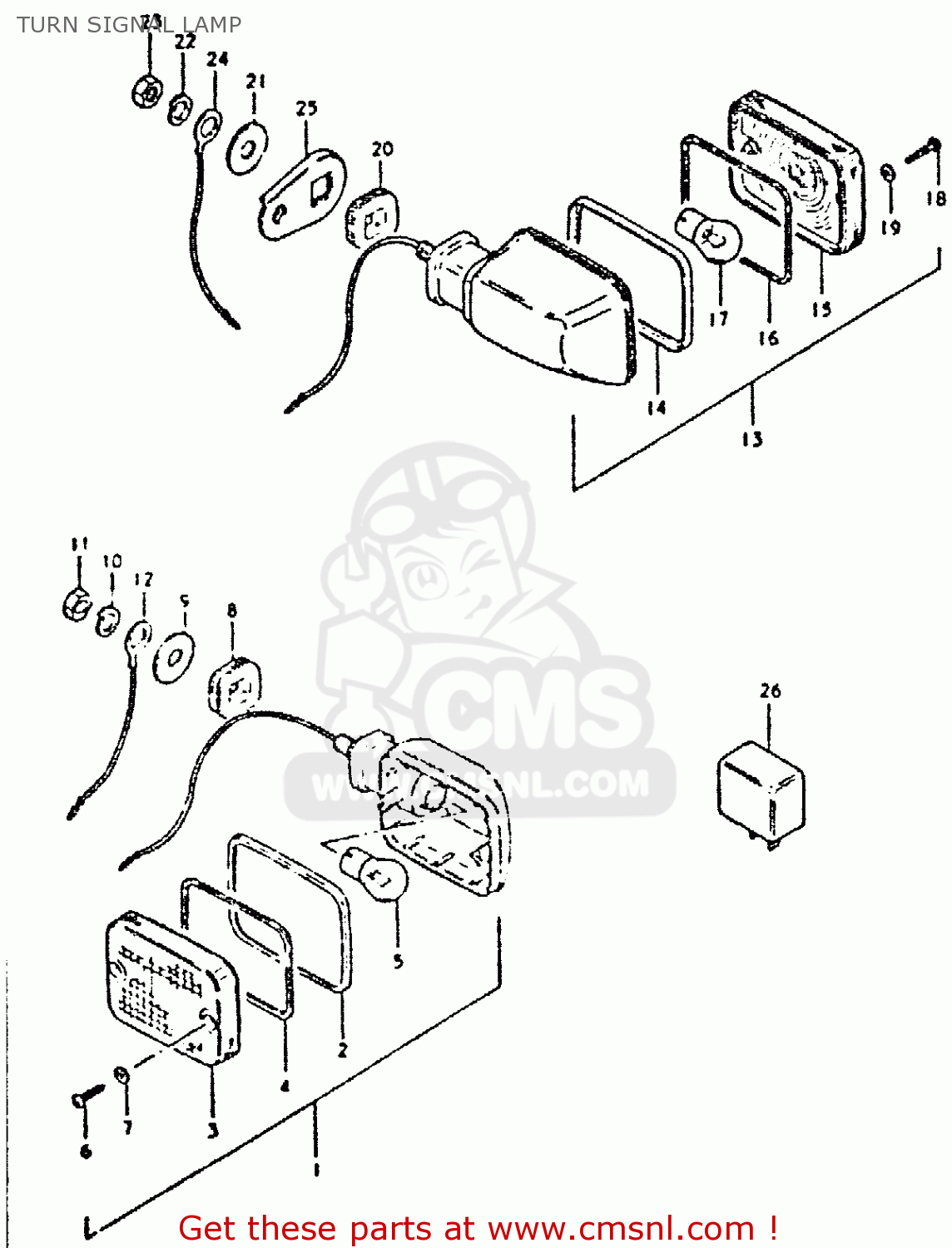 TURN SIGNAL LAMP GSX400S 1981 (X) UNITED KINGDOM FRANCE GERMANY (E02 E04 E22)