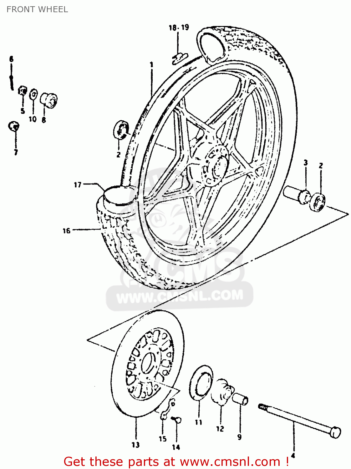 FRONT WHEEL GSX400S 1981 (X) UNITED KINGDOM FRANCE GERMANY (E02 E04 E22)