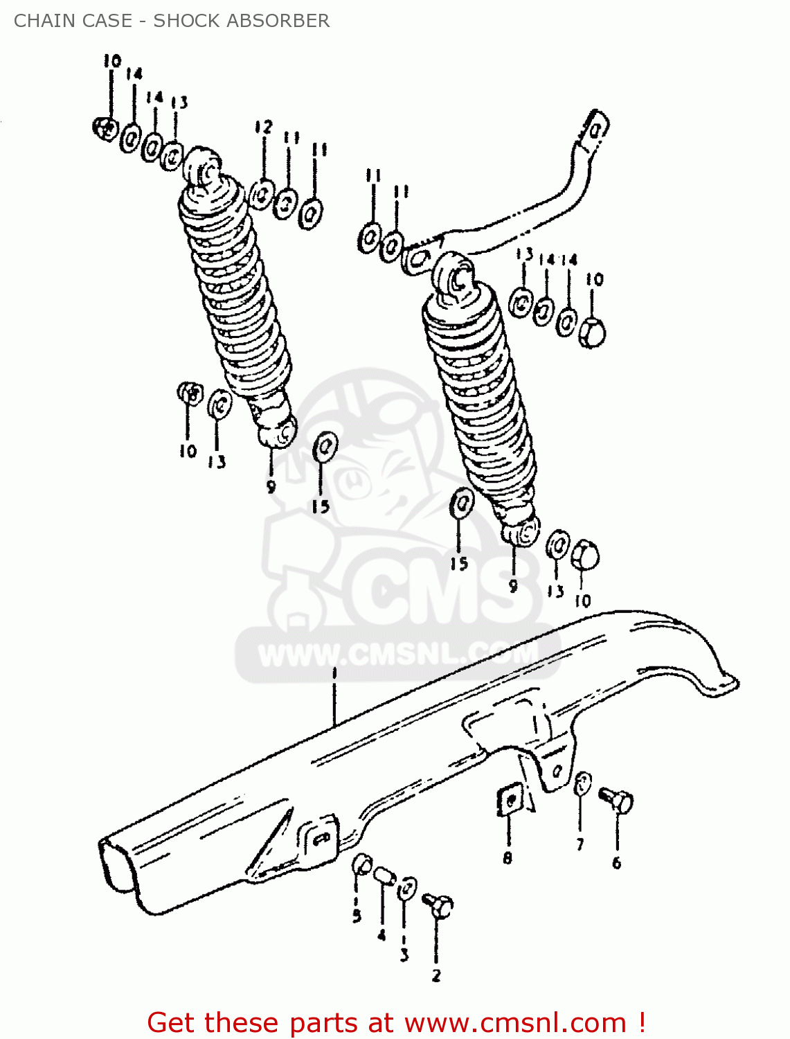 CHAIN CASE - SHOCK ABSORBER GSX400S 1981 (X) UNITED KINGDOM FRANCE GERMANY (E02 E04 E22)