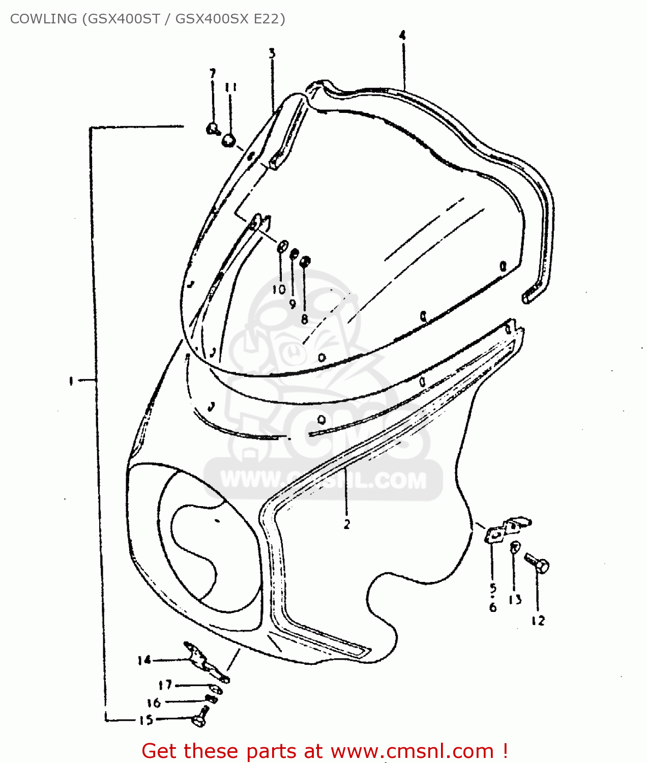COWLING (GSX400ST / GSX400SX E22) GSX400S 1981 (X) UNITED KINGDOM FRANCE GERMANY (E02 E04 E22)