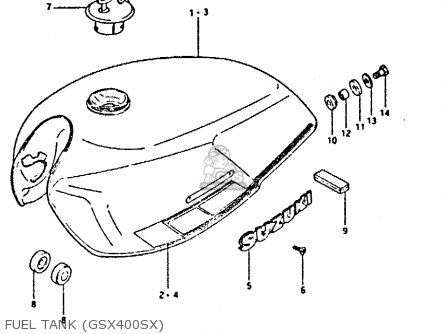FUEL TANK (GSX400SX) - GSX400S 1981 (X) UNITED KINGDOM FRANCE GERMANY (E02 E04 E22)