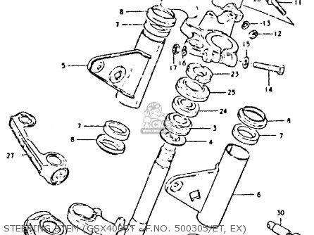 STEERING STEM (GSX400ST ~F.NO. 500305/ET, EX) - GSX400S 1981 (X) UNITED KINGDOM FRANCE GERMANY (E02 E04 E22)