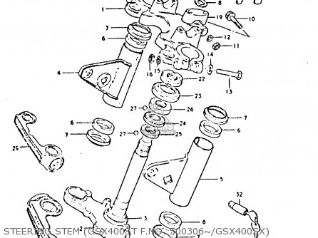 STEERING STEM (GSX400ST F.NO. 500306~/GSX400SX) - GSX400S 1981 (X) UNITED KINGDOM FRANCE GERMANY (E02 E04 E22)