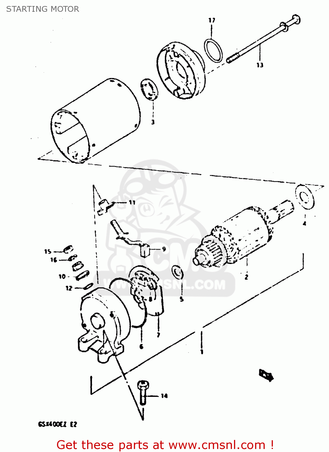 STARTING MOTOR GSX400S 1982 (Z) UNITED KINGDOM FRANCE (E02 E04)