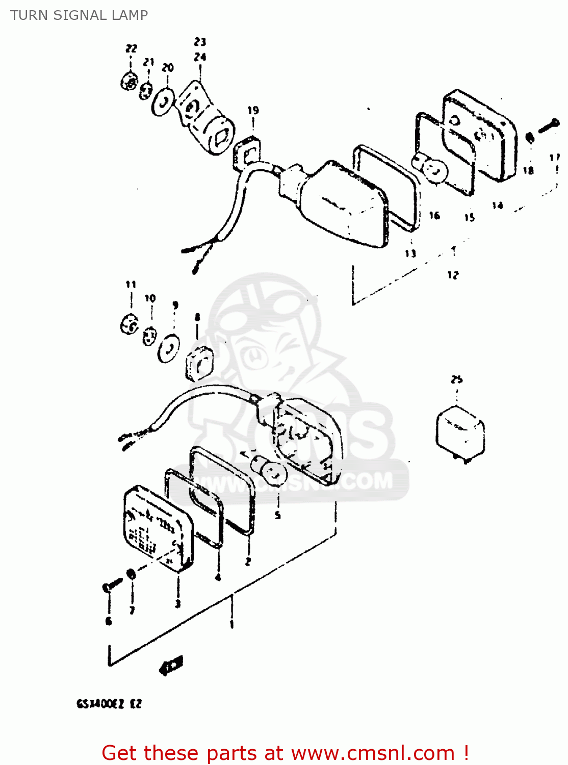 TURN SIGNAL LAMP GSX400S 1982 (Z) UNITED KINGDOM FRANCE (E02 E04)