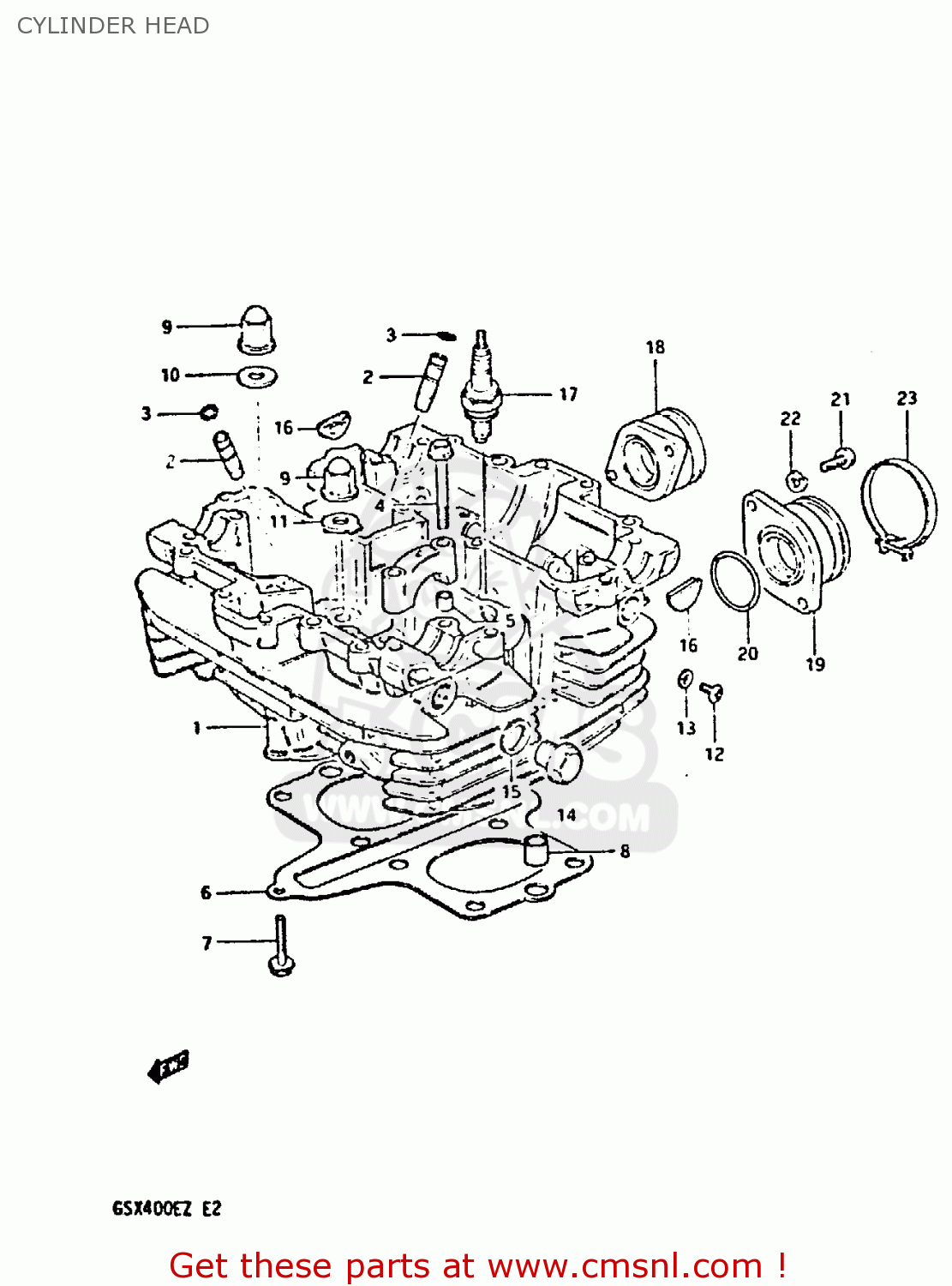 CYLINDER HEAD GSX400S 1982 (Z) UNITED KINGDOM FRANCE (E02 E04)
