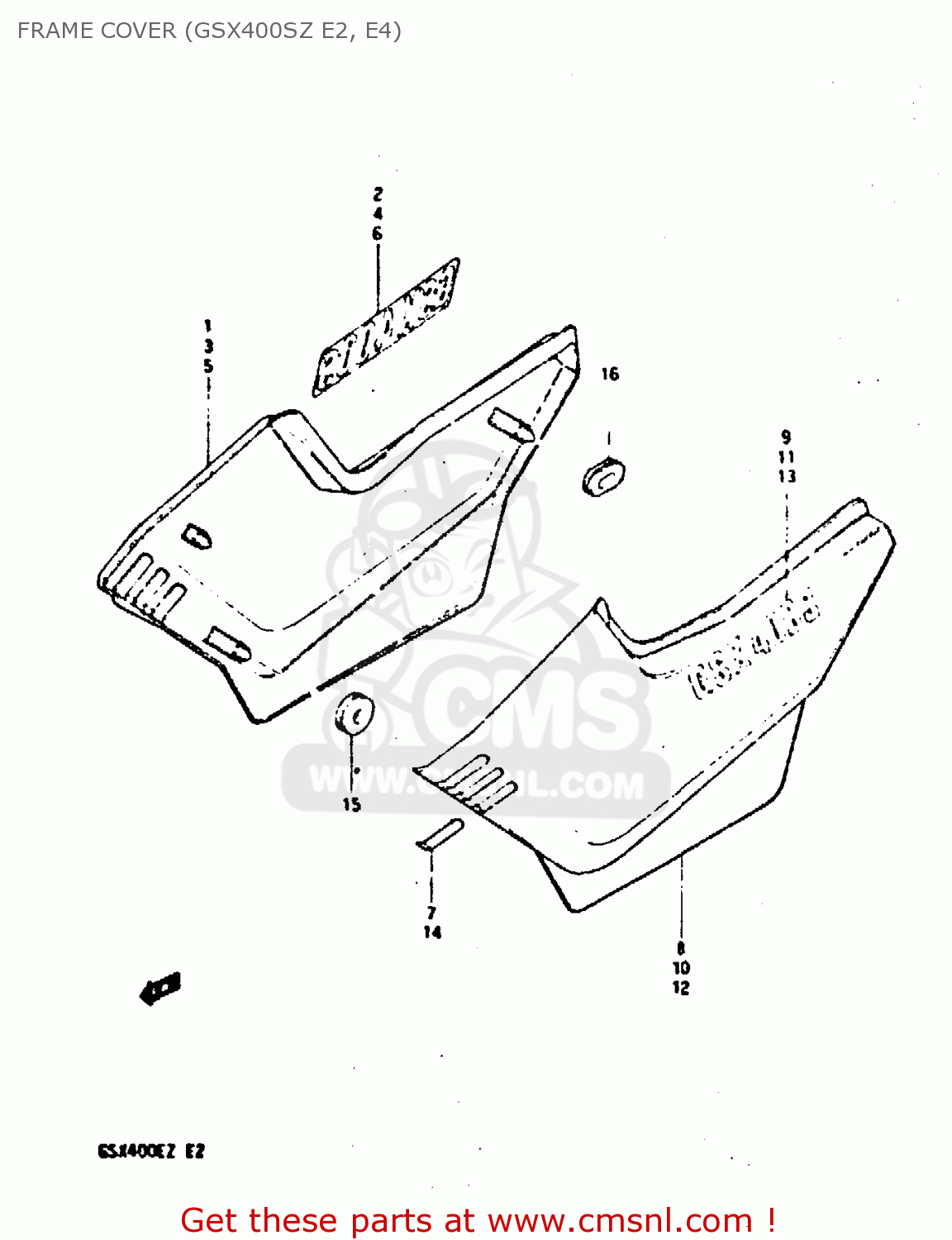 FRAME COVER (GSX400SZ E2, E4) GSX400S 1982 (Z) UNITED KINGDOM FRANCE (E02 E04)