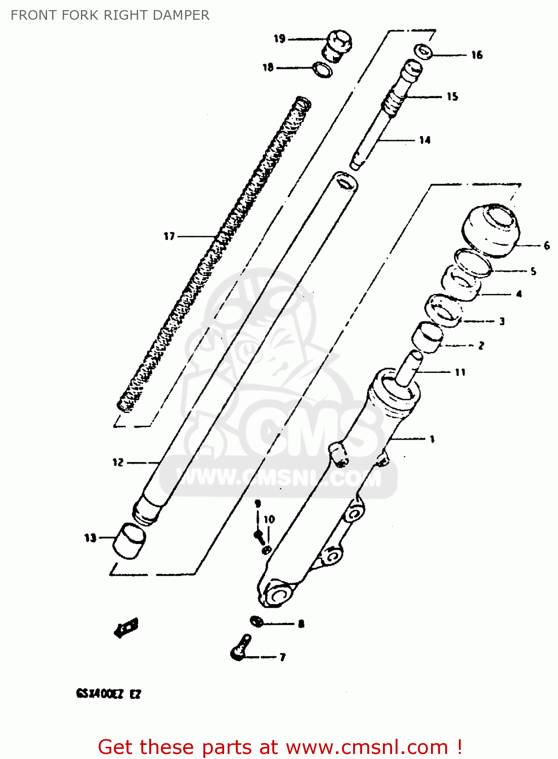 FRONT FORK RIGHT DAMPER GSX400S 1982 (Z) UNITED KINGDOM FRANCE (E02 E04)