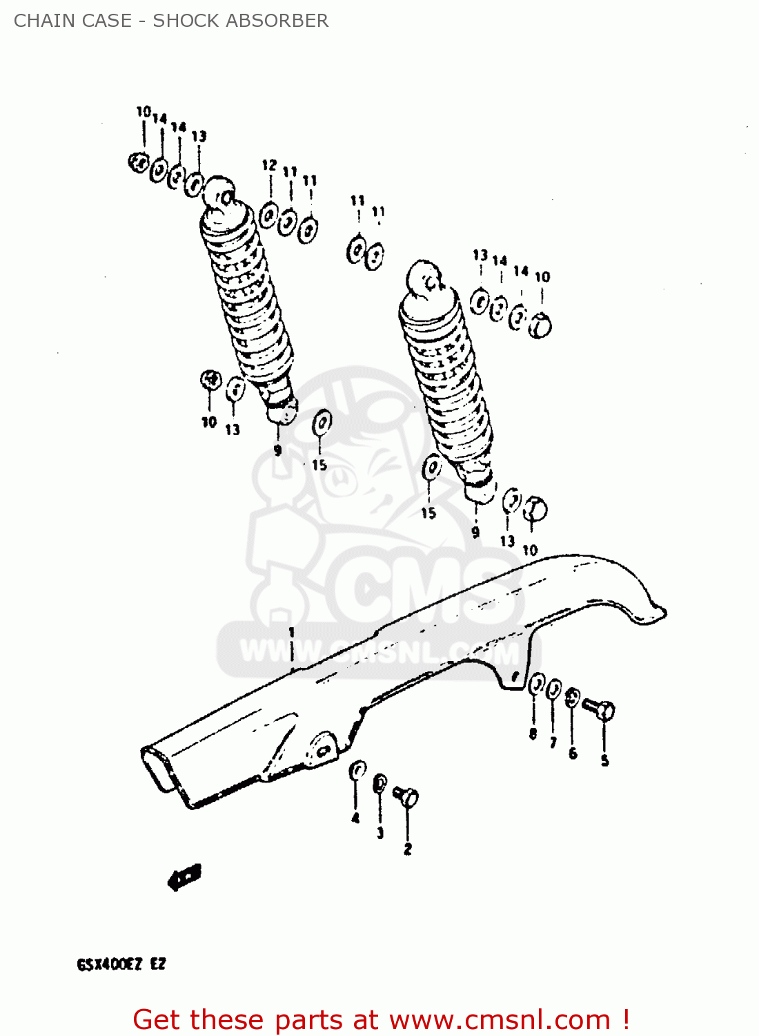 CHAIN CASE - SHOCK ABSORBER GSX400S 1982 (Z) UNITED KINGDOM FRANCE (E02 E04)