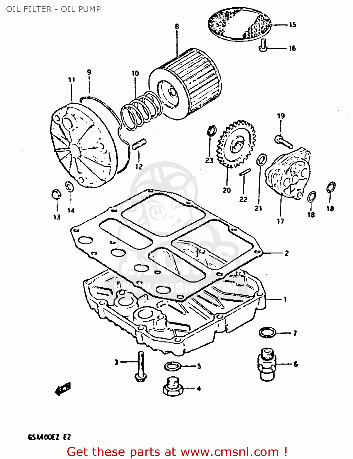 OIL FILTER - OIL PUMP GSX400S 1982 (Z) UNITED KINGDOM FRANCE (E02 E04)