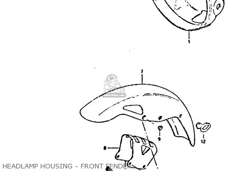 HEADLAMP HOUSING - FRONT FENDER - GSX400S 1982 (Z) UNITED KINGDOM FRANCE (E02 E04)
