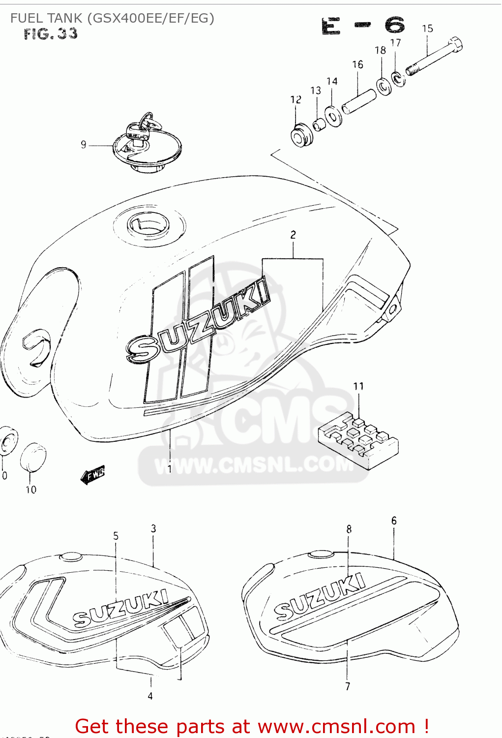 FUEL TANK (GSX400EE/EF/EG) GSX400S 1984 (E) GENERAL EXPORT (E01)