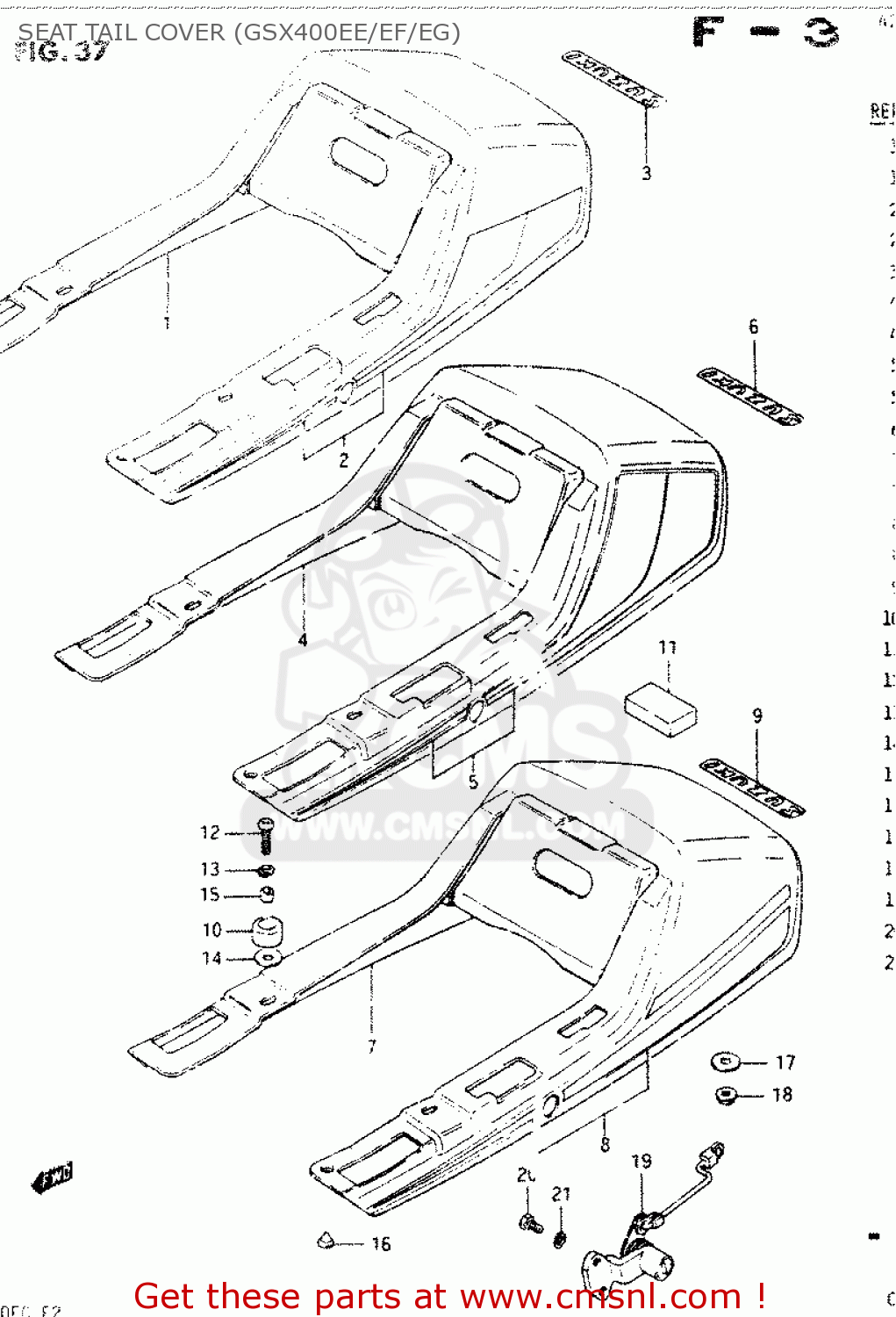 SEAT TAIL COVER (GSX400EE/EF/EG) GSX400S 1984 (E) GENERAL EXPORT (E01)