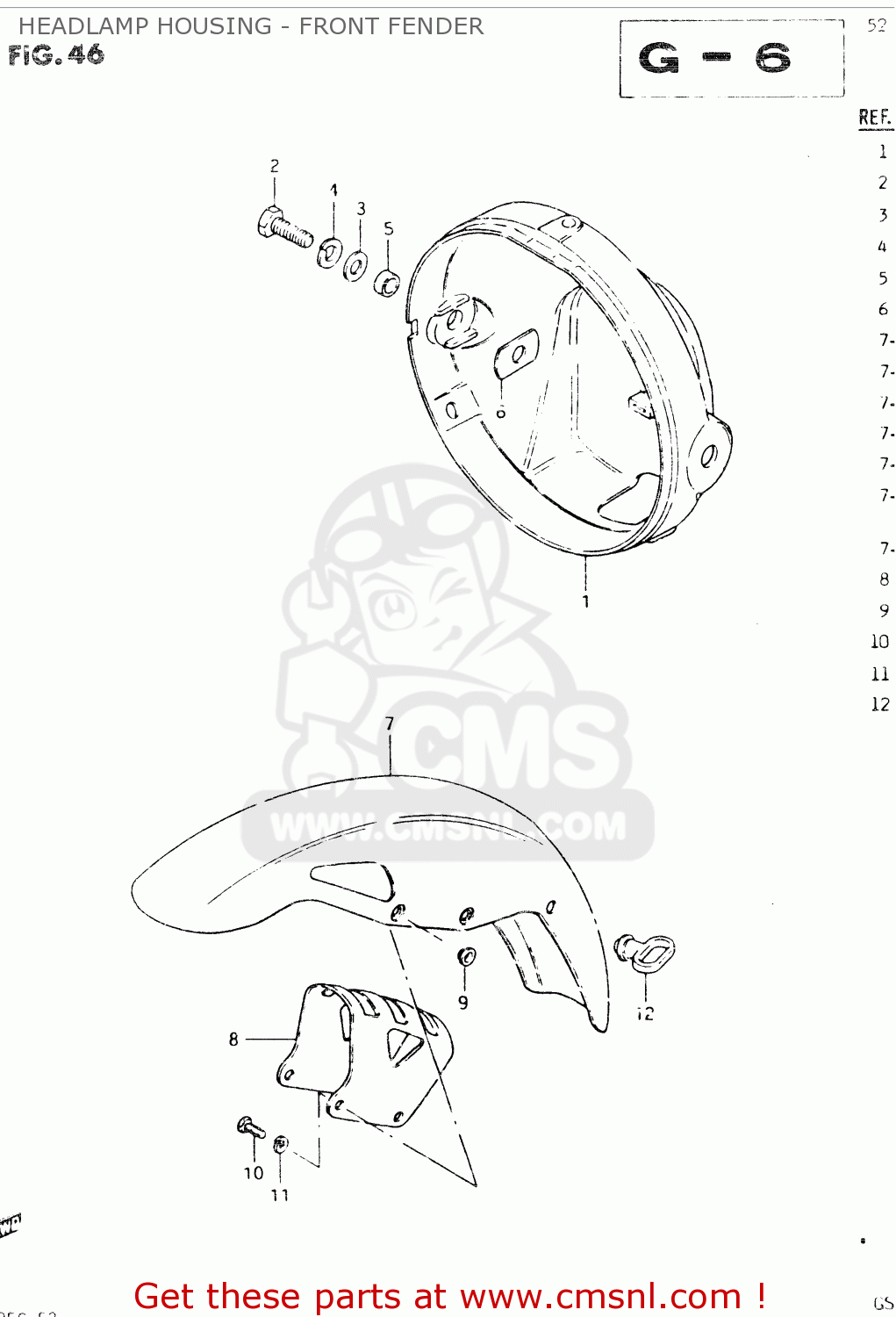 HEADLAMP HOUSING - FRONT FENDER GSX400S 1985 (F) GENERAL EXPORT (E01)