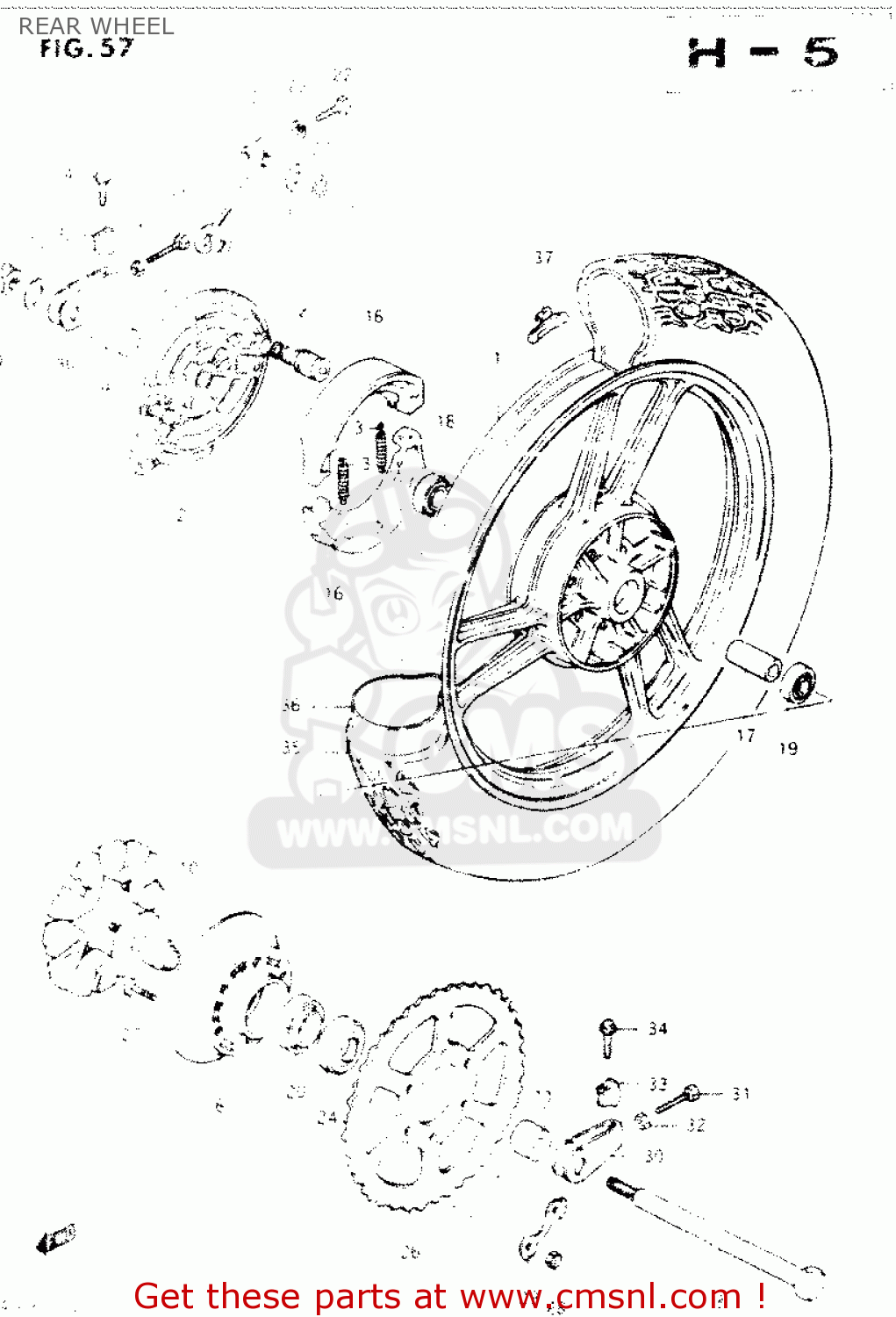 REAR WHEEL GSX400S 1985 (F) GENERAL EXPORT (E01)