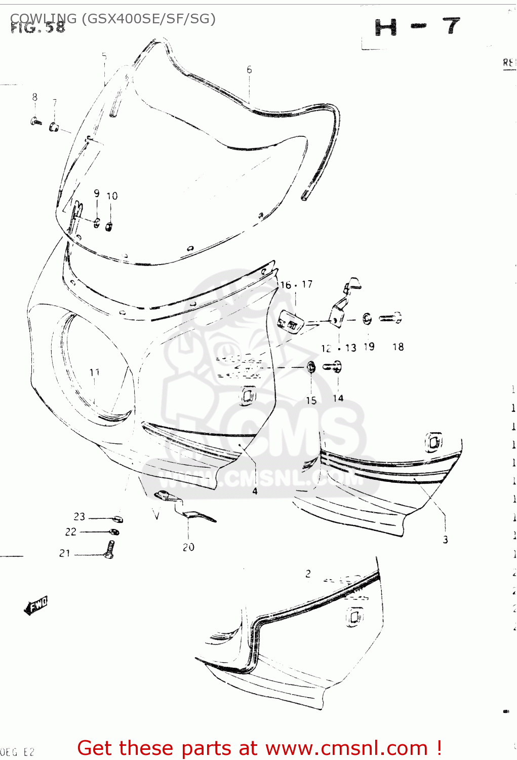 COWLING (GSX400SE/SF/SG) GSX400S 1985 (F) GENERAL EXPORT (E01)