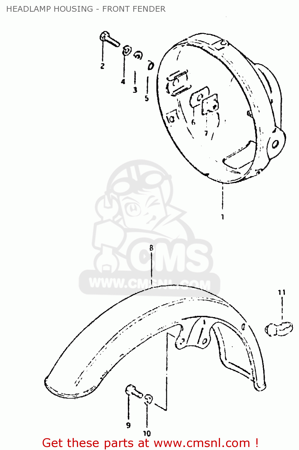 HEADLAMP HOUSING - FRONT FENDER GSX400T 1981 (X) UNITED KINGDOM (E02)