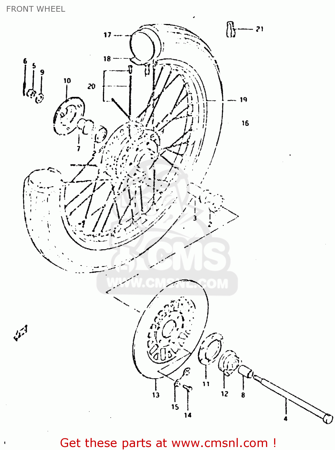 FRONT WHEEL GSX400T 1981 (X) UNITED KINGDOM (E02)