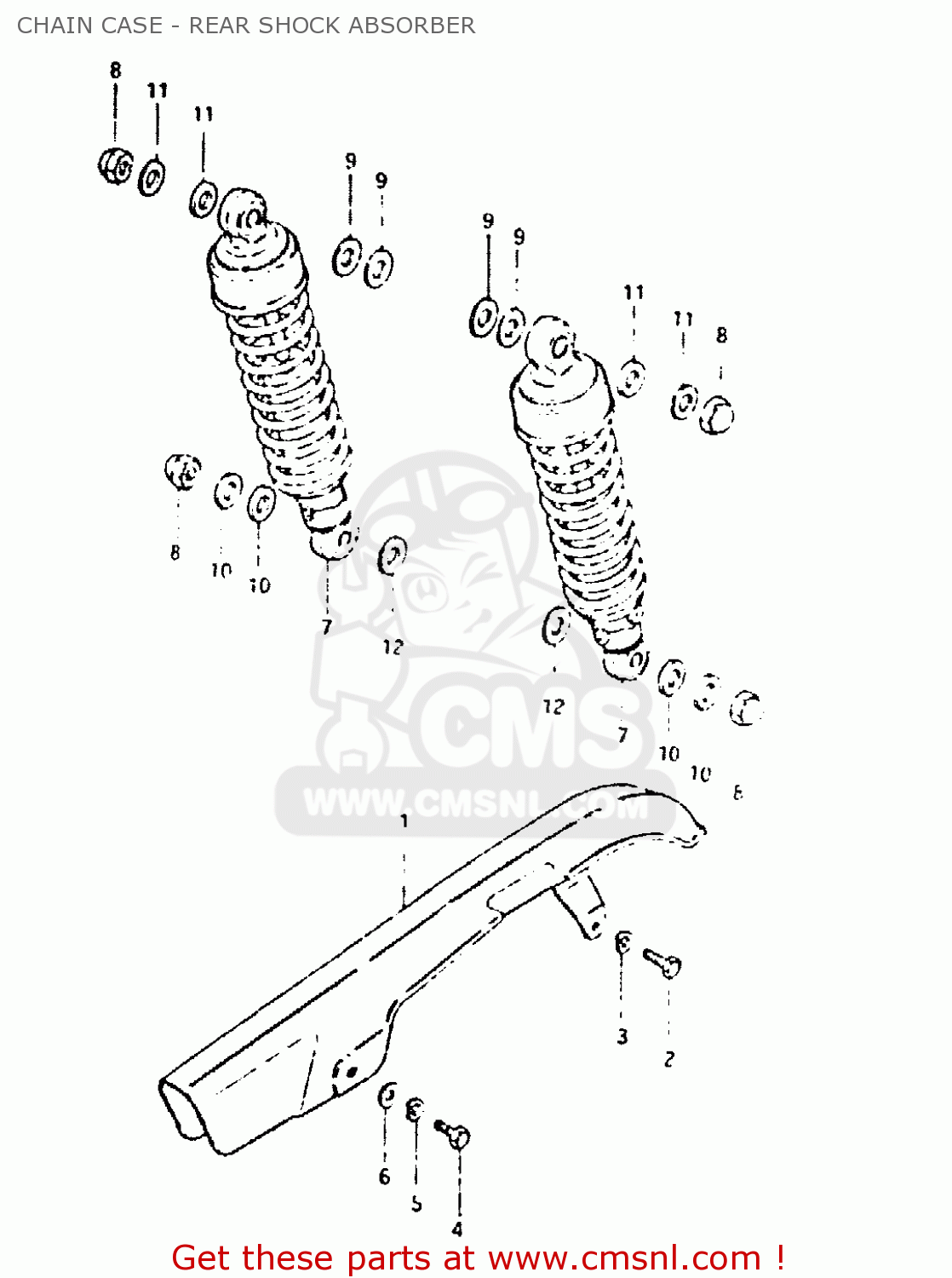 CHAIN CASE - REAR SHOCK ABSORBER GSX400T 1981 (X) UNITED KINGDOM (E02)