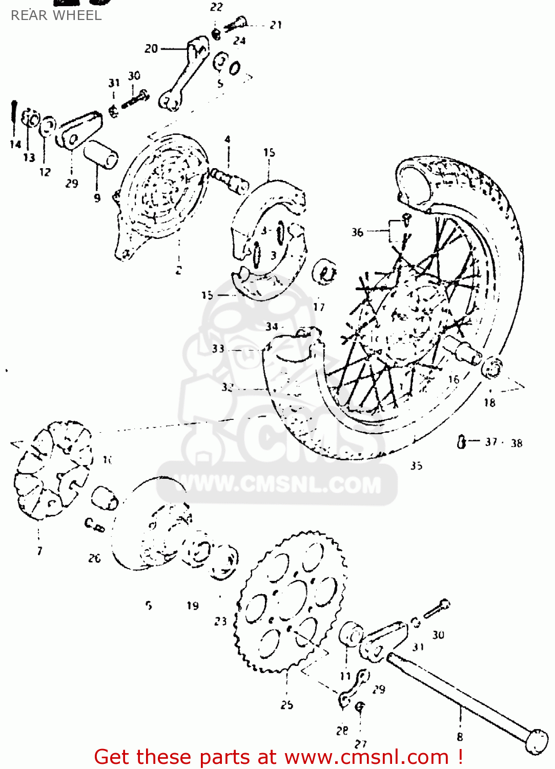 REAR WHEEL GSX400T 1981 (X) UNITED KINGDOM (E02)